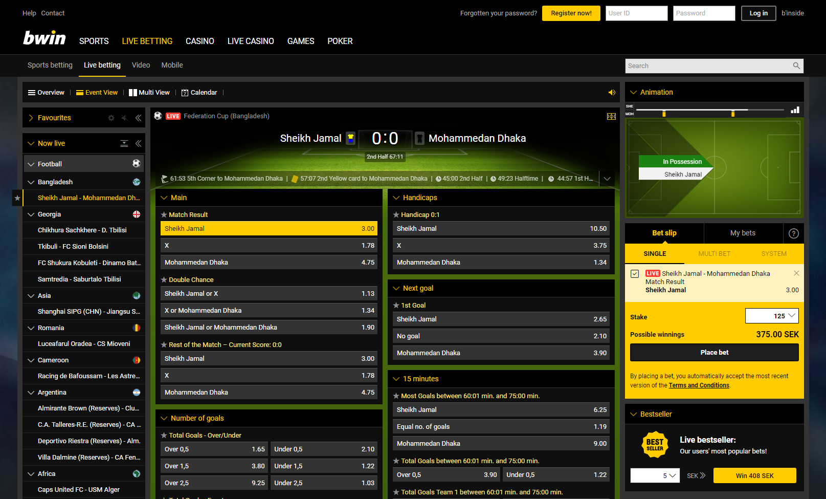 Bwin Livebetting