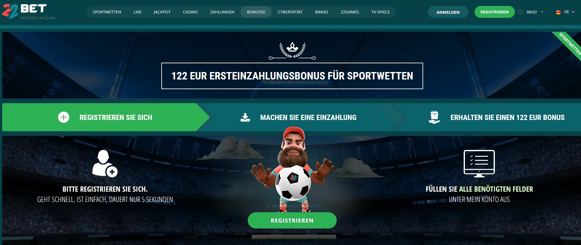 22bet Wettbonus