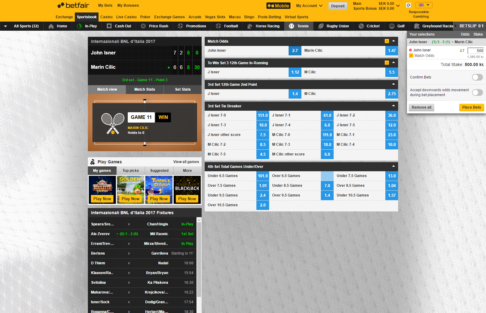 Betfair Livebet
