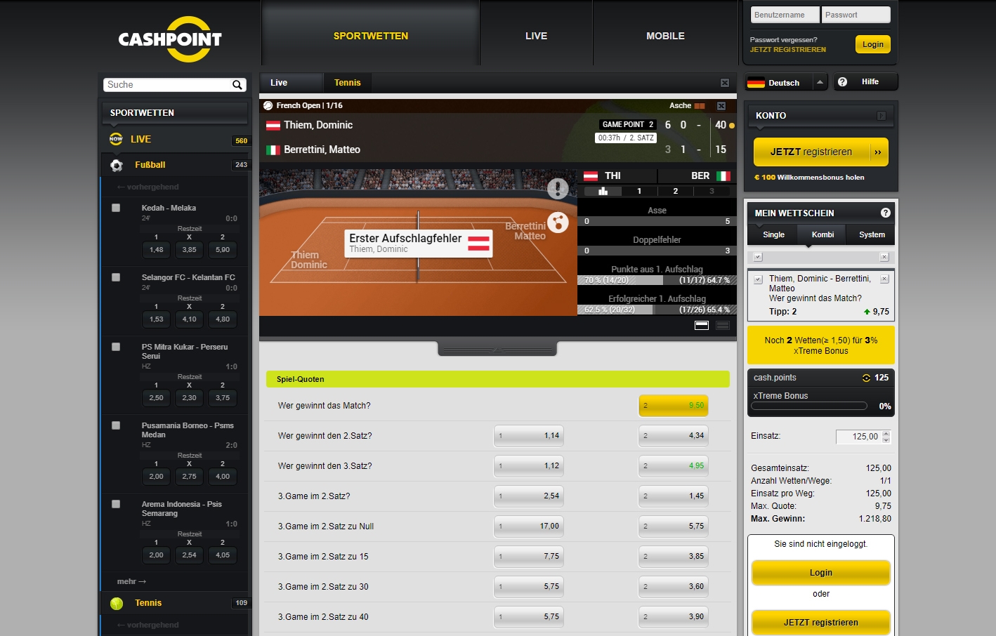 Cashpoint Livewetten