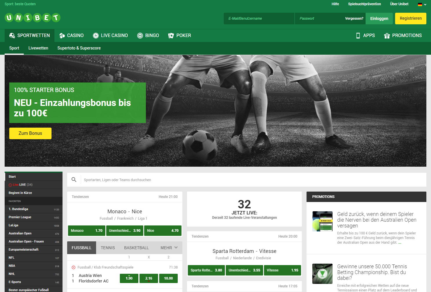 Zum Bundesliga-Start: Neuer Unibet Bonus